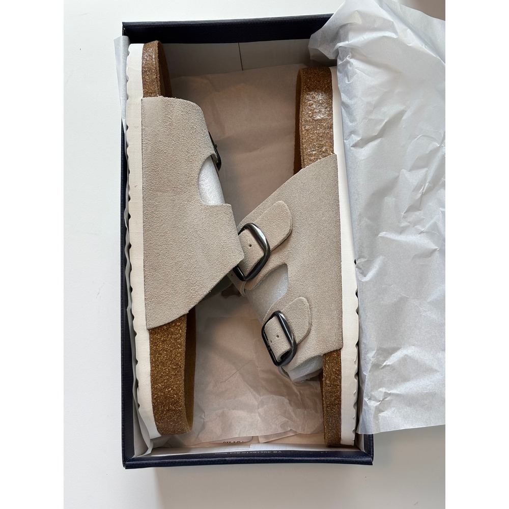 NEW Cushionaire Genuine Leather Cork Footbed Sandals Stone Beige 10M Suede - Picture 2 of 8